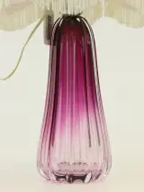 Val Saint Lambert paarse kristallen lamp met witte kap – Jaren 50/60 – foto 4 – kavel bij De Kringwinkel, Antwerpen