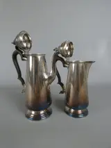 Set van 2 vintage zilverkleurige koffie- en theepotten – foto 3 – kavel bij De Kringwinkel, Diest