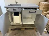 Complete pantry / keukenblok met bovenkasten, lichtgrijs/wit, grijsbruin houtdecor werkblad, | 102,5 cm | bovenkasten 100 cm | 2 pallets – foto 4 – kavel bij Onlineveilingmeester, 