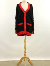 Cesare Gaspari zwarte cardigan met rode accenten en bloemenpatroon – foto 2 – kavel bij De Kringwinkel, Antwerpen
