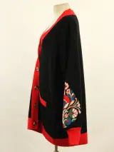 Cesare Gaspari zwarte cardigan met rode accenten en bloemenpatroon – foto 4 – kavel bij De Kringwinkel, Antwerpen