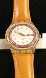 2 vintage Swatch polshorloges met lederen band – foto 6 – kavel bij De Kringwinkel, Turnhout
