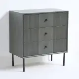 2x Ladekast met 3 laden – Bijzettafel – 61 x 33 x 66 cm – Hout - Donkergrijs VIDI, Gravur – foto 2 – kavel bij Onlineveilingmeester, Hoogeveen