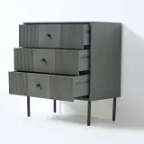 4x Ladekast met 3 laden – Bijzettafel – 61 x 33 x 66 cm – Hout - Donkergrijs VIDI, Gravur – foto 3 – kavel bij Onlineveilingmeester, Hoogeveen