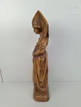 Groot Houtsnijwerk Sculptuur: Maria Van Bourgondië – Uniek Statig Beeld – foto 2 – kavel bij De Kringwinkel, Waardamme