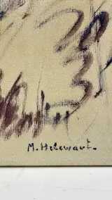 Olieverfschilderij M. Helewaut portret vrouw met bloemenvaas op spieraam – foto 2 – kavel bij De Kringwinkel, Waardamme