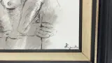 Tekening Huguette vrouwelijk naakt houtskool in kader – foto 2 – kavel bij De Kringwinkel, Waardamme