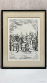 Ets Frans Vanderveken Maaseik Markt 1973 met certificaat in kader – kavel bij De Kringwinkel, Waardamme