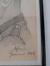 Potlood- of houtskooltekening van een Duitse militair, politieofficier of lid van een bezettingsorganisatie – foto 3 – kavel bij De Kringwinkel, Waardamme