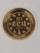 Belgische gouden herdenkingsmunt van 50 ECU uit 1987 – kavel bij De Kringwinkel, Waardamme