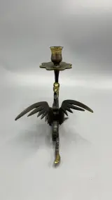 Kandelaar draak messing vintage tafelfiguur met vleugels – foto 4 – kavel bij De Kringwinkel, Oostkamp
