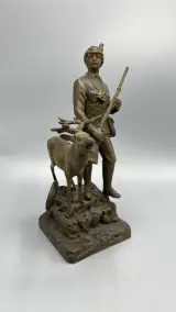 Sculptuur jager met edelhert régule vintage jachttafereel bronslook – foto 2 – kavel bij De Kringwinkel, Waardamme