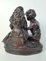 Romantisch Antiek Terracotta Beeld "Le Premier Amour" – Brons-Patine (ca. 1900) – foto 3 – kavel bij De Kringwinkel, Waardamme