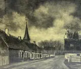 Ingelijst dorpsgezicht "Deurle Dorp" – Gesigneerd (D. Van Lancker) – Houtskool / Gewassen techniek op papier – foto 2 – kavel bij De Kringwinkel, Waardamme