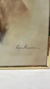 Vintage ingelijste kunstdruk – Merrie met veulen (Equestrian art), gesigneerd Ruane Manning, ca. jaren 70/80 – foto 2 – kavel bij De Kringwinkel, Waardamme