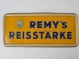 2 Vintage gele Remy’s Reisstärke-reclameborden in reliëf – foto 2 – kavel bij De Kringwinkel, Heverlee