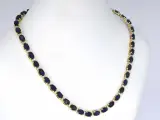 Geelgouden collier met diamanten en saffier – foto 4 – kavel bij Onlineveilingmeester