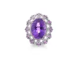 Ring met een grote ovaal geslepen amethist, witte diamanten en roze toermalijnen – foto 3 – kavel bij Onlineveilingmeester