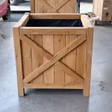 2x Bloembak, Massief eiken | 80x80x80 cm – foto 2 – kavel bij Onlineveilingmeester, Raalte