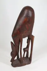 Handgesneden Afrikaans houten beeldje: grazende antilope met jong – foto 3 – kavel bij De Kringwinkel, Brecht