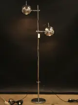 Herda - Vintage space age vloerlamp met dubbele chromen bolspots - jaren 70 – foto 3 – kavel bij De Kringwinkel, Antwerpen