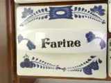 Vintage houten kruidenkastje met keramische lades - Delftsblauw stijl – foto 6 – kavel bij De Kringwinkel, Heverlee