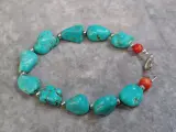 Sieradenset met Turkoois en rode accentkralen - Ketting en armband – foto 5 – kavel bij De Kringwinkel, Gent