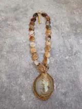 Ketting met natuurlijke agaten en geode-hanger – foto 2 – kavel bij De Kringwinkel, Gent
