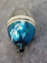 Vintage glazen Ajeko kersthanger in blauw en zilver – foto 3 – kavel bij De Kringwinkel, Gent