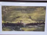 Schilderij van een expressief abstract landschap op papier – foto 2 – kavel bij De Kringwinkel, Gent