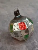 Vintage glazen Ajeko kerstbal met reliëf – foto 2 – kavel bij De Kringwinkel, Gent