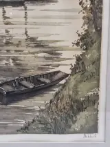Gesigneerde kleurenets met roeiboot in herfstlandschap - Roger Hebbelinck - 12/350 – foto 4 – kavel bij De Kringwinkel, Gent