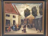 Olieverfschilderij "Dorpskermis" - expressief genrestuk op doek - W. Willemsen – foto 2 – kavel bij De Kringwinkel, Gent