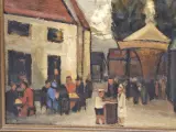 Olieverfschilderij "Dorpskermis" - expressief genrestuk op doek - W. Willemsen – foto 3 – kavel bij De Kringwinkel, Gent