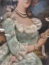Set van 2 antieke ovalen 3D diorama kijkkasten / textielschilderijen in vergulde lijsten – foto 15 – kavel bij De Kringwinkel, Gent