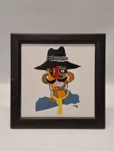Set van twee ingelijste keramische kunsttegels 'Campesino & Campesina' van César Manrique 1985 – foto 2 – kavel bij De Kringwinkel, Gent