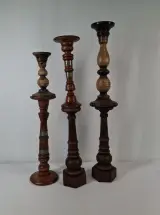 Set van 6 rustieke houten kandelaars – foto 6 – kavel bij De Kringwinkel, Geraardsbergen