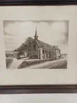 3 ingelijste zwart-wit prenten/etsen Germaan bos – foto 2 – kavel bij De Kringwinkel, Ronse