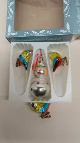 Set vintage glazen kerstballen en piek in originele dozen – foto 5 – kavel bij De Kringwinkel, Zottegem