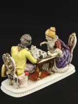 Porseleinen Beeld Schakend Koppel (Rococo / Dresden / Meissen Stijl) – foto 3 – kavel bij De Kringwinkel, Antwerpen