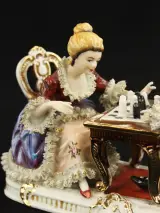 Porseleinen Beeld Schakend Koppel (Rococo / Dresden / Meissen Stijl) – foto 5 – kavel bij De Kringwinkel, Antwerpen