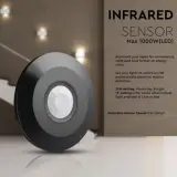6x PIR Plafondsensor - Bewegingsmelder, V-tac, 2147483647, zwart – foto 2 – kavel bij Onlineveilingmeester
