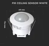 5x Infrarood Bewegingssensor - PIR Plafondsensor - 300W LED, V-TAC, 2147483647, wit – foto 2 – kavel bij Onlineveilingmeester