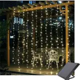 3x LED Lichtgordijn 3x3 Meter - Zonne-energie - 304 Lampen, Specilights, 2147483647, geel – foto 2 – kavel bij Onlineveilingmeester