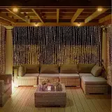 2x LED Lichtgordijn 3x3 Meter - Zonne-energie - 304 Lampen, Specilights, 2147483647, geel – foto 3 – kavel bij Onlineveilingmeester