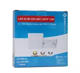 5x 12W plafondlamp vierkant - Lichtkleur instelbaar 3000/4000/6000K, Specilights, 2147483647, wit – foto 3 – kavel bij Onlineveilingmeester