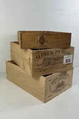 Wijnkisten Saint-Émilion Grand Cru Bordeaux en vintage oogstkist, set van 3 – foto 2 – kavel bij De Kringwinkel, Oostkamp