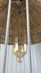 Vloerlamp kooimodel rotan metaal boho 121 cm – foto 6 – kavel bij De Kringwinkel, Oostkamp