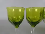 Set van 6 groene kristallen wijnglazen – foto 2 – kavel bij De Kringwinkel, Diest