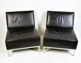 Set van 2 vintage JORI fauteuils in zwart leder – foto 2 – kavel bij De Kringwinkel, Turnhout